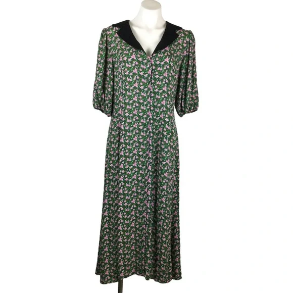 ASOS Cottage Core Collared Midi Tea Dress in Floral Print Nwot - Picture 4 of 14